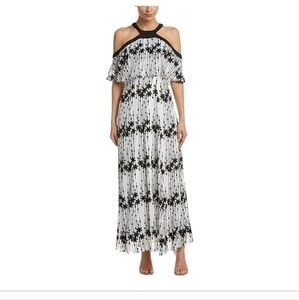 Taylor Black & White Floral Off-Shoulder Flowy Maxi Dress Sz 10 Event Party